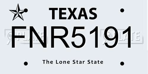 FNR5191 Texas License Plate