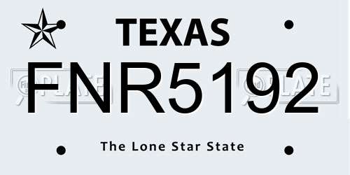 FNR5192 Texas License Plate
