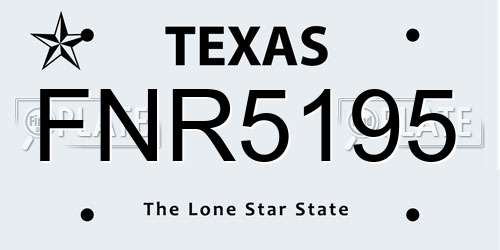 FNR5195 Texas License Plate