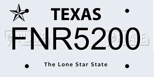 FNR5200 Texas License Plate