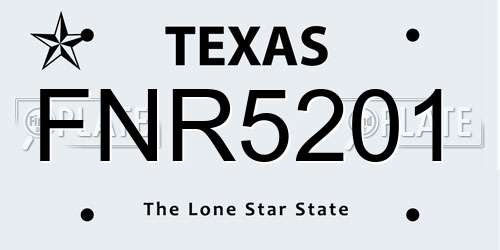 FNR5201 Texas License Plate