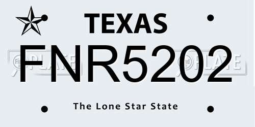 FNR5202 Texas License Plate