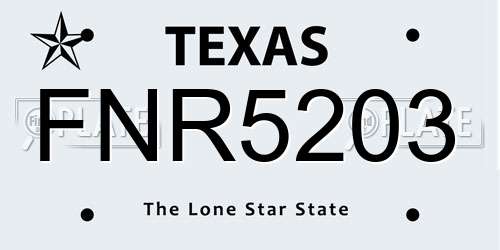 FNR5203 Texas License Plate