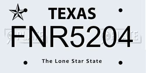 FNR5204 Texas License Plate