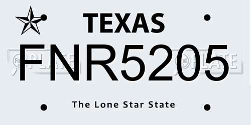 FNR5205 Texas License Plate