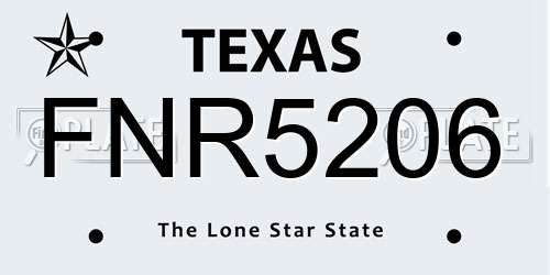 FNR5206 Texas License Plate