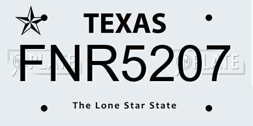 FNR5207 Texas License Plate