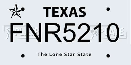FNR5210 Texas License Plate