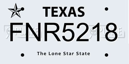 FNR5218 Texas License Plate