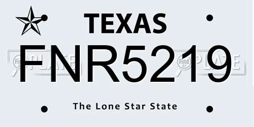 FNR5219 Texas License Plate