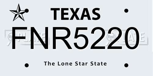 FNR5220 Texas License Plate