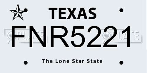FNR5221 Texas License Plate