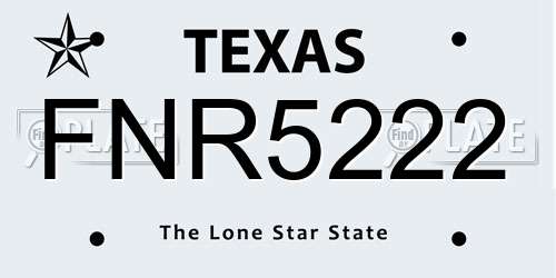 FNR5222 Texas License Plate