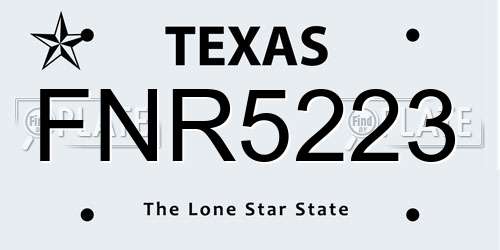 FNR5223 Texas License Plate