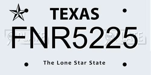 FNR5225 Texas License Plate