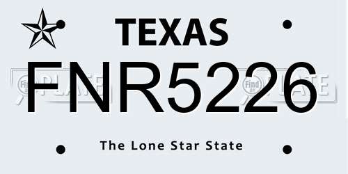FNR5226 Texas License Plate