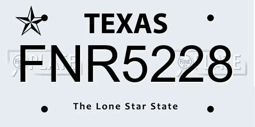 FNR5228 Texas License Plate