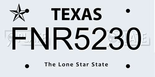 FNR5230 Texas License Plate