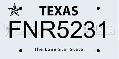 FNR5231 Texas License Plate