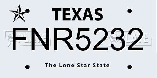 FNR5232 Texas License Plate