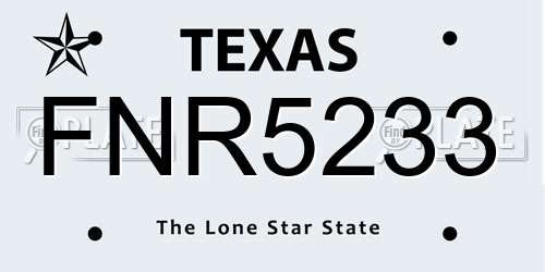 FNR5233 Texas License Plate