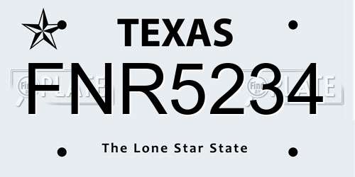 FNR5234 Texas License Plate