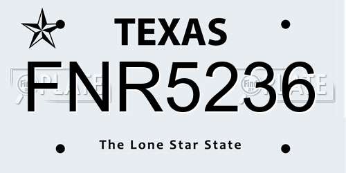 FNR5236 Texas License Plate