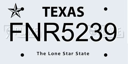FNR5239 Texas License Plate