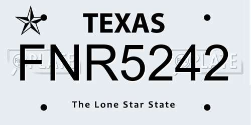 FNR5242 Texas License Plate