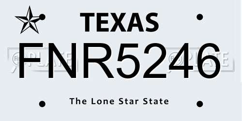 FNR5246 Texas License Plate