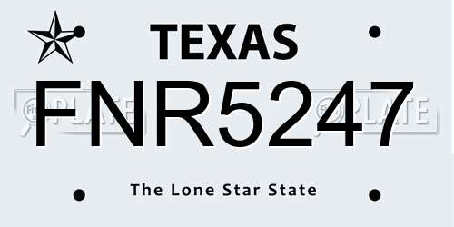 FNR5247 Texas License Plate