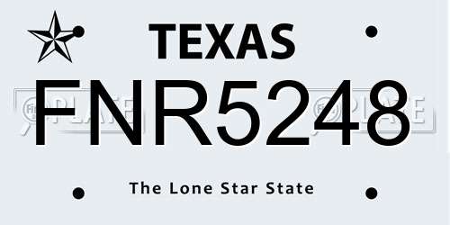 FNR5248 Texas License Plate