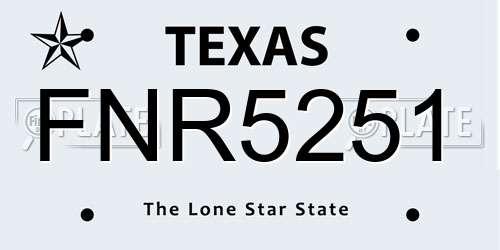 FNR5251 Texas License Plate