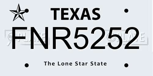 FNR5252 Texas License Plate