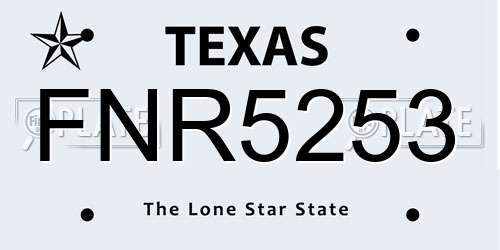 FNR5253 Texas License Plate
