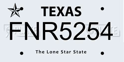 FNR5254 Texas License Plate
