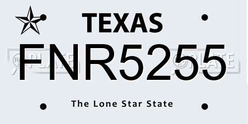 FNR5255 Texas License Plate