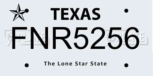 FNR5256 Texas License Plate
