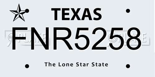 FNR5258 Texas License Plate