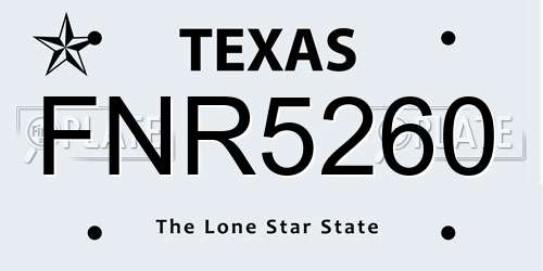 FNR5260 Texas License Plate