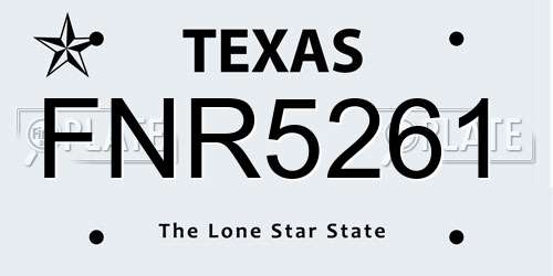 FNR5261 Texas License Plate