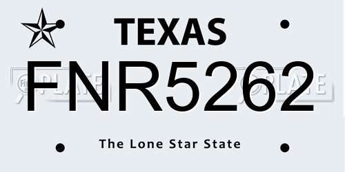 FNR5262 Texas License Plate