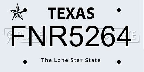 FNR5264 Texas License Plate