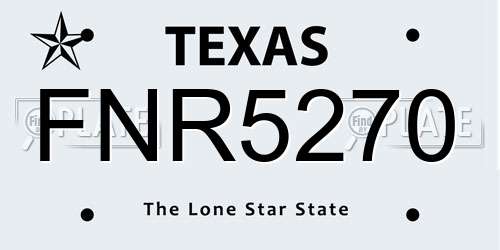 FNR5270 Texas License Plate