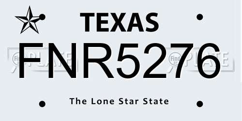 FNR5276 Texas License Plate