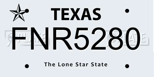 FNR5280 Texas License Plate