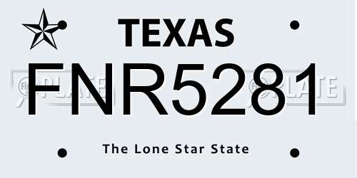 FNR5281 Texas License Plate