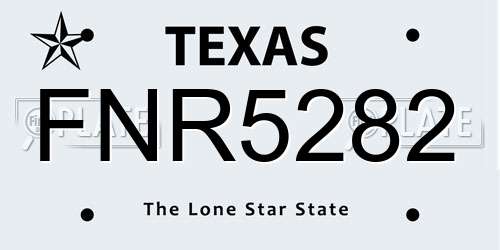 FNR5282 Texas License Plate