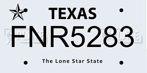 FNR5283 Texas License Plate
