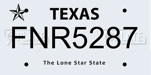FNR5287 Texas License Plate